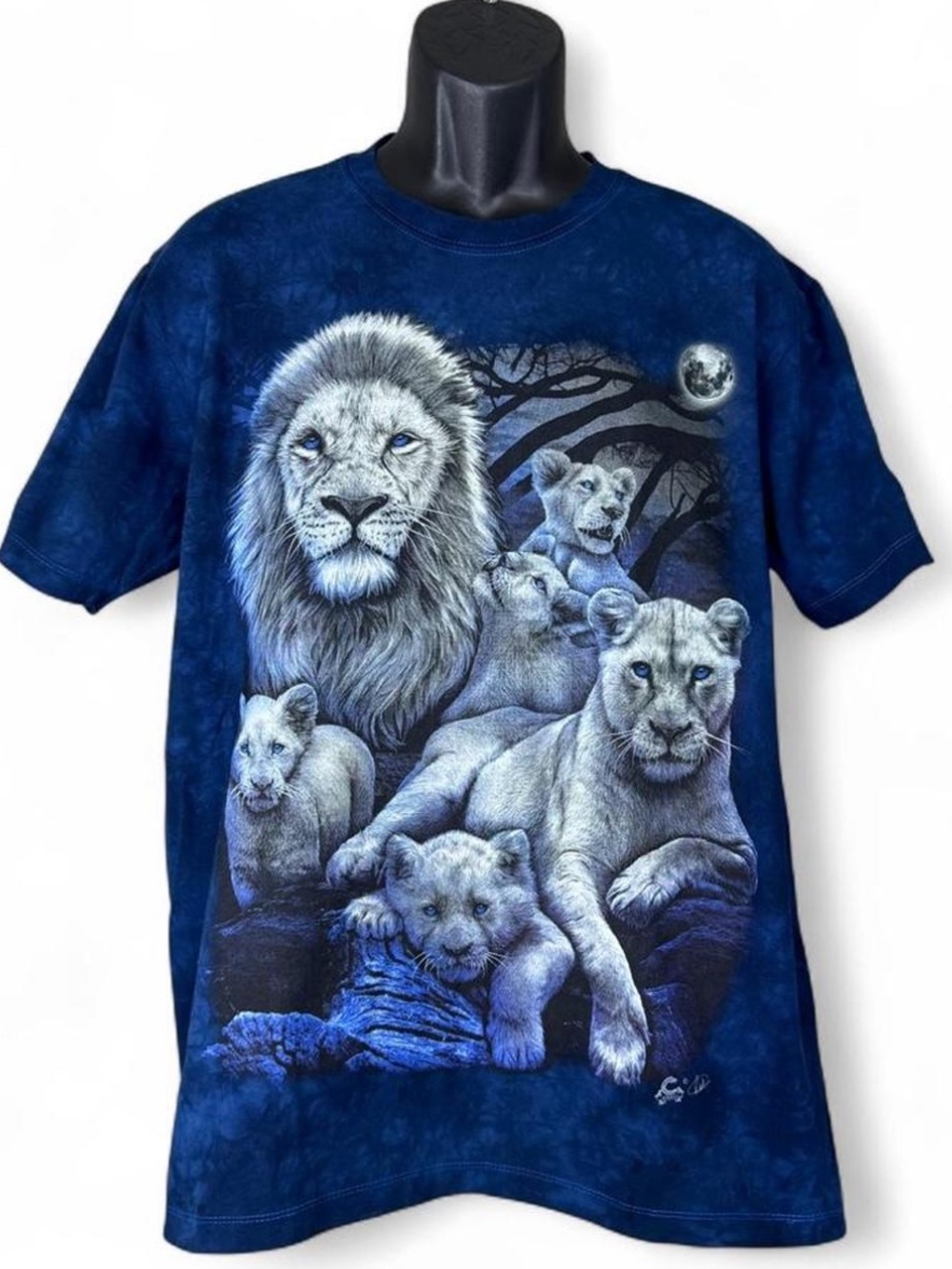 Two-Sided Lion Pride Tie-Dye Kaos Caballo Blue Men’s T-Shirt Size L